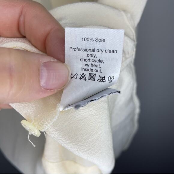 Madewell Light Buttercream Silk Studded Collar Sleeveless Top Size XS - Picture 4 of 5